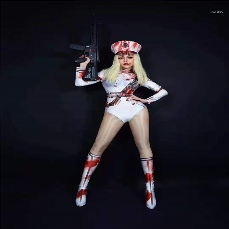 

Party Decoration H132 Bodysuit Leotard Singer Pole Dancer Halloween Siamese Suit Elastic Stretched Cosplay Uniform Prom Show Club Model Dj