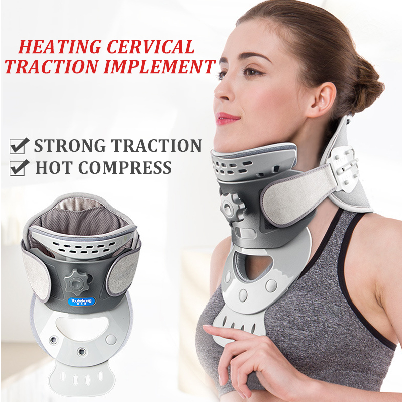 

Heating Neck Cervical Traction Device Adjustable Colar Cervical Neck Stretcher Spine Corrector Neck Support Fatigue Relief Tool, Neck collar