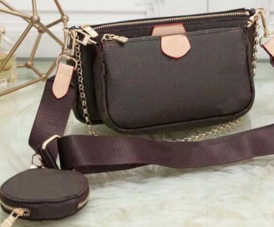 

Real leather Fashion handbags Shoulder Bags Multi pochette accessoires purses Women Favorite Mini 3pcs accessories crossbody bag M001