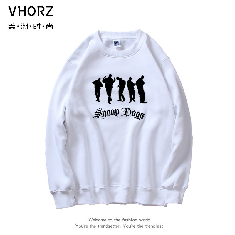 

Men' and Women' Street Hip-hop Print Rap Long-sleeved Plus Velvet Round Neck Pullover Sweater Loose Casual, Black