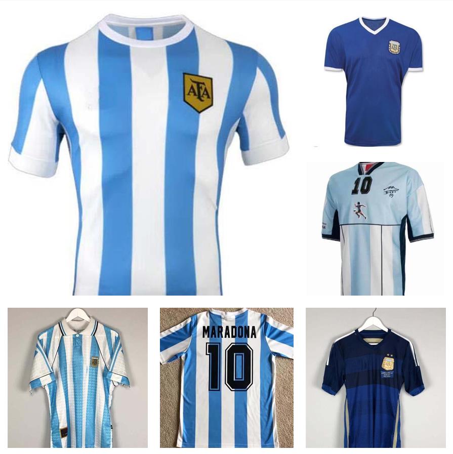 

1978 1986 1998 Argentina Maradona home away Soccer jersey Retro Version MAILLOT 86 78 DIEGO Maradona CANIGGIA men kids kit Football Shirts, 2014 away