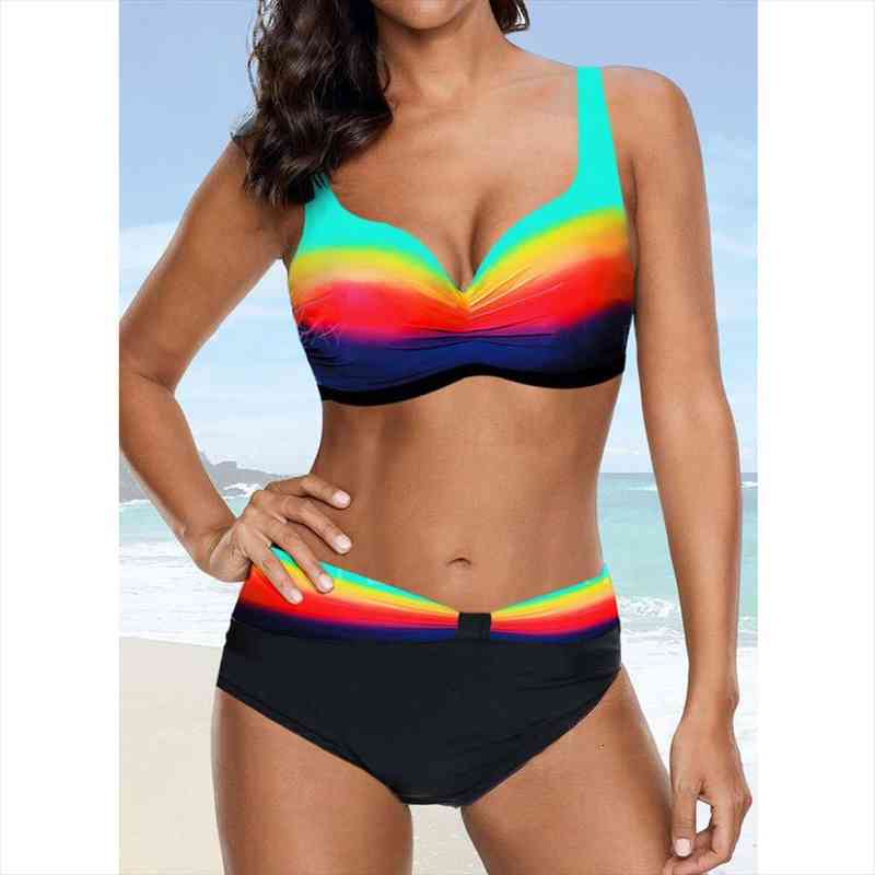

halter bikinis push up swimwear women retro swimsuit print plus size vintage biquini bathing suit beach wear xxl, White;black