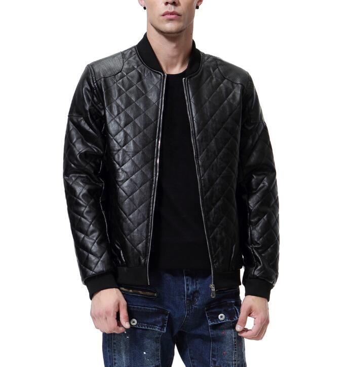 

Mens Leather Jacket Fall Winter Biker Bomber Male Coat Thin Men PU Warm Cool Coats Clothing, Black