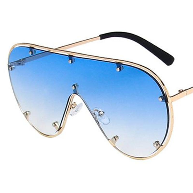 

Sunglasses Fashion Rivet Siamese Sun Glasses Unisex Oversize Frame Eyeglasses Anti-UV Spectacles Gradient Lens Adumbral A++