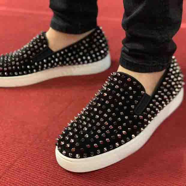 

Men's Red Bottom Sneaker Fashion Loafers Boats Spikes Shoes Pik Boat Woman Trainers Junior Orlato Sneakers JDP Size 5 14 LOUBOUTIN CHRISTIAN, Blue