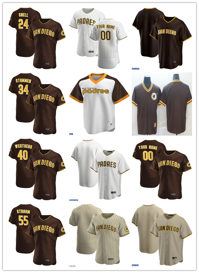 

Men Women Youth San Diego Padres 24 Blake Snell 34 Craig Stammen 55 Matt Strahm 40 Ryan Weathers Custom Baseball Jersey Blan, Blue;black