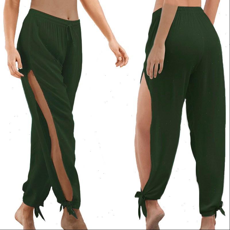 

plus size summer causal women capris hollow out beach trousers loose dance wide leg pants elastic waist open side high, Black;white