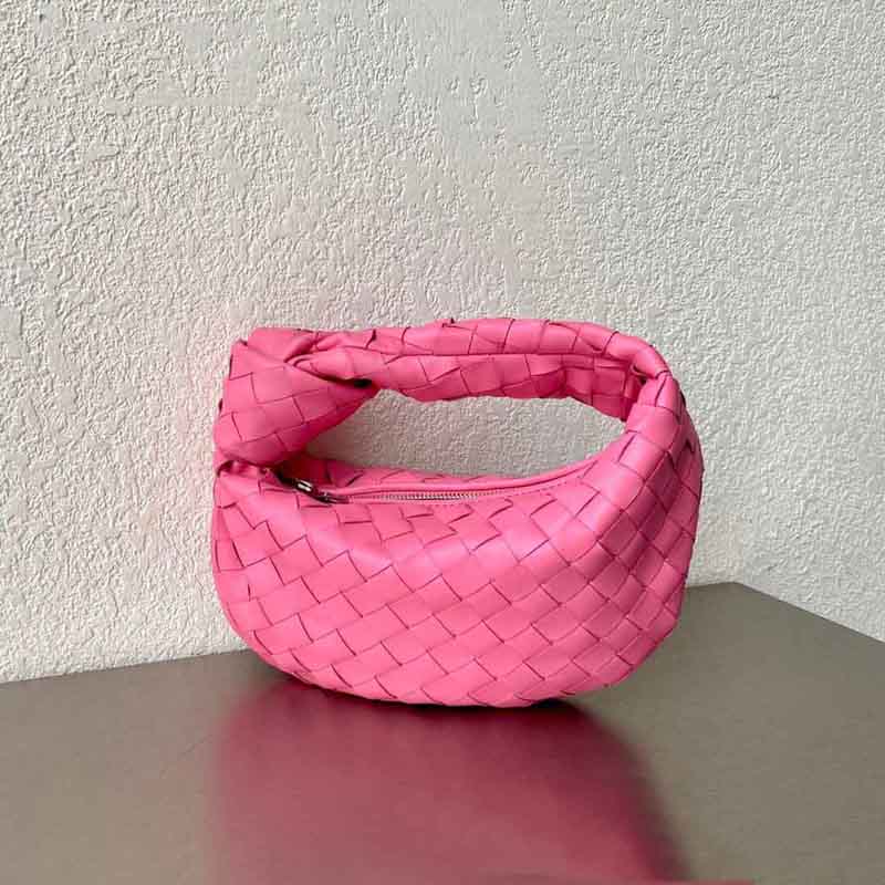 

New Genuine Leather Color Bag Brand Women's Knitting Bag Handbag Underarm Evening Party Hand Knot Cloud Bag Woven Bags, Black