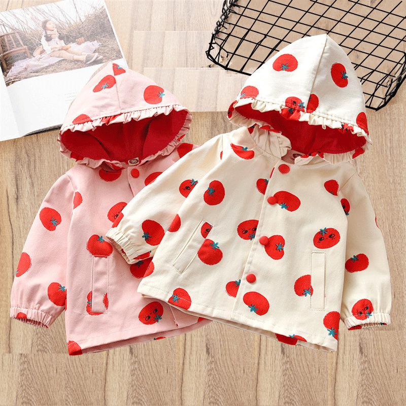 

Jackets 2022 Spring Autumn Baby Girls Trench Cute Hood Jacket, Blue;gray