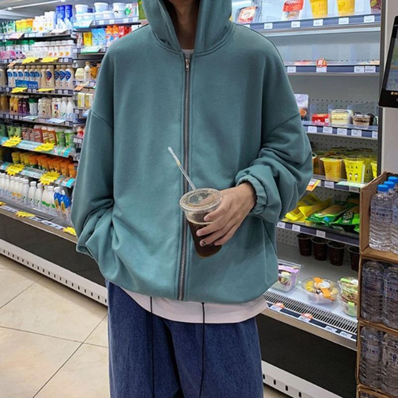 

Men's Hoodies & Sweatshirts Harajuku Korean Version Loose Thin Long-sleeved Hooded Sun Protection Coat Solid Color Retro Shirt Student Boy T, F-01