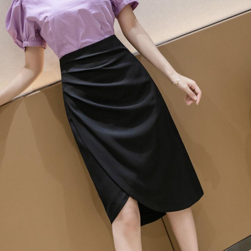 

Skirts High Waist Office Midi For Women 2021 Spring Autumn Work Wear A-Line Skirt Female Casual Saia Black Jupe Femme Y422, Hei