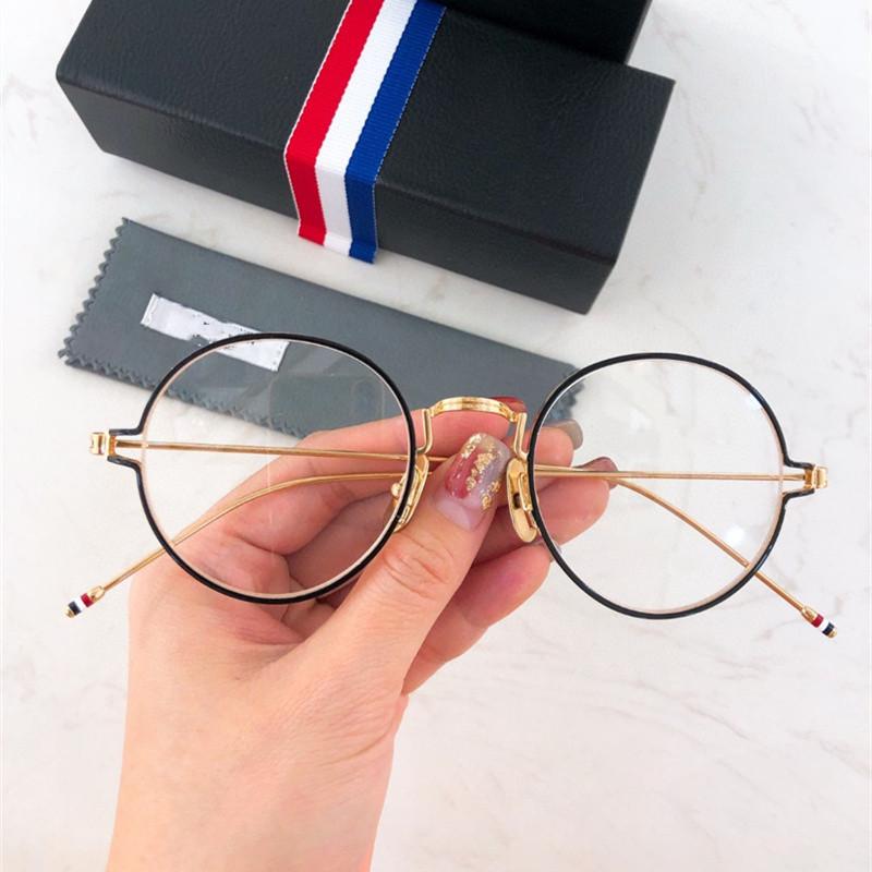 

Fashion Sunglasses Frames Thom Brand Eyeglasses Glasses Frame Retro Round TBX915 Men Women Titanium Alloy Myopia Gafas Optical Eyewear With, Black