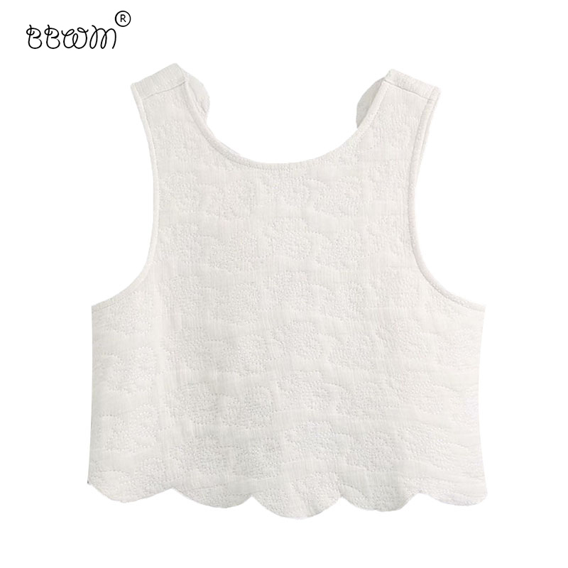 

Women Fashion Solid Textured Cropped Blouses Vintage Sexy Sleeveless Backless Bow Tied Female Shirts Chic Tops 210520, As picture