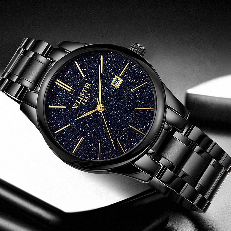 

Wristwatches Men's Watch Luxury Full Steel Watches Fashion Gypsophila Dial Quartz Waterproof Date Clock Relogio Masculino Relojes Para Hombr, Steel black