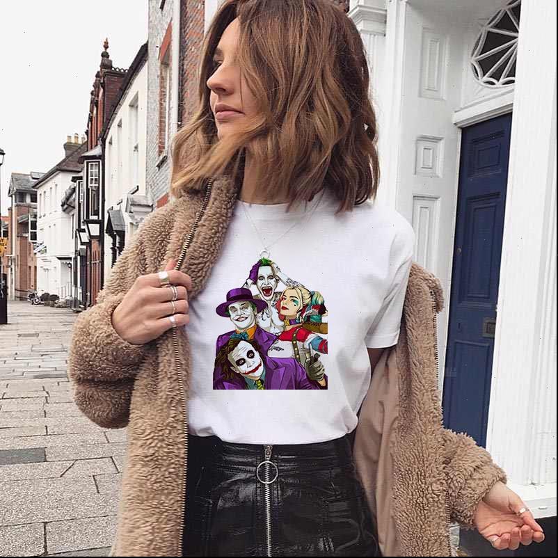 

harajuku cartoon joker print funny women casual summer fanshion tee, White