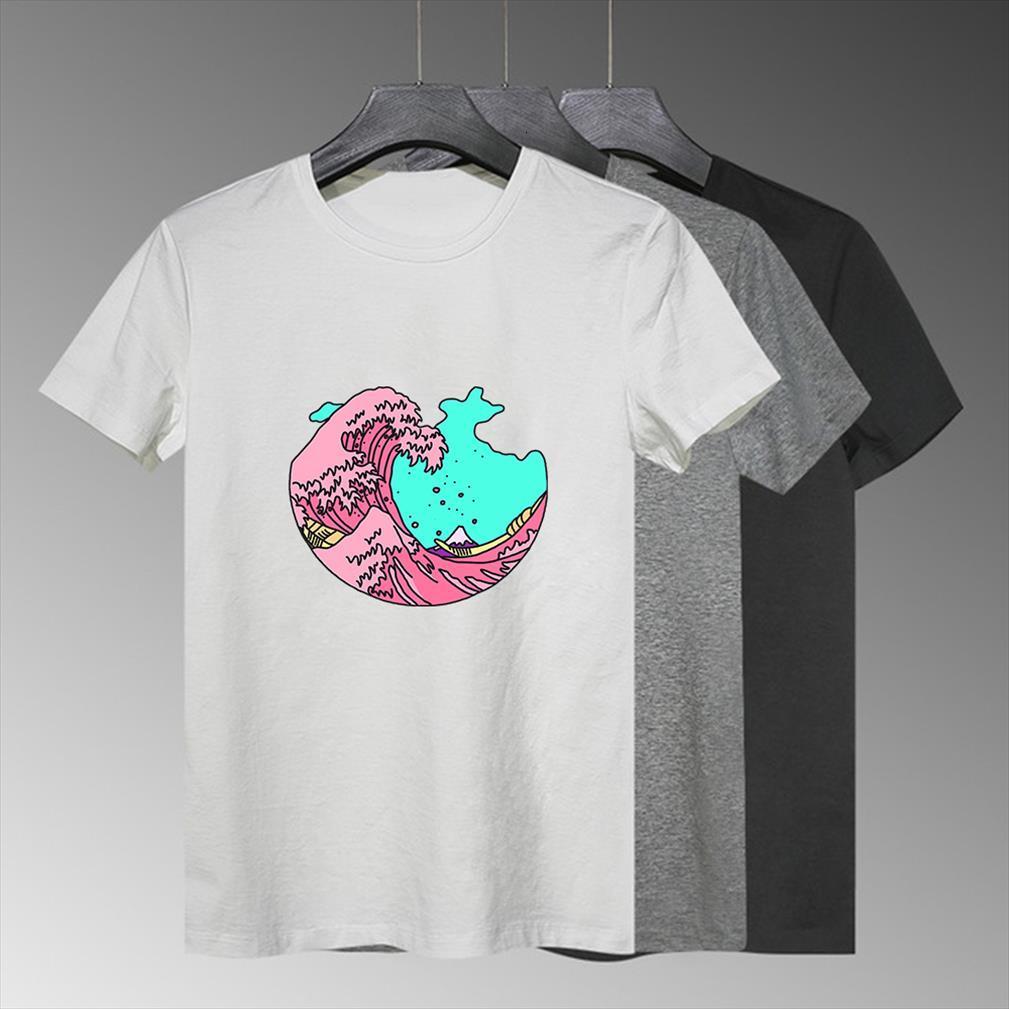 

japanese illustration men huge waves t shirt graphic print tee vestidos exquisite casual o neck pop, White;black