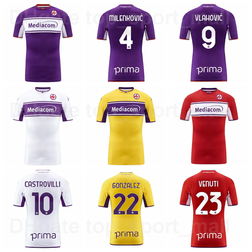 

Fiorentina 21 22 Soccer 9 Dusan Vlahovic Jerseys 4 Nikola Milenkovic 14 Youssef Maleh 15 Erick Pulgar 23 Lorenzo Venuti 10 Gaetano Castrovilli Football Shirt Kits, Red