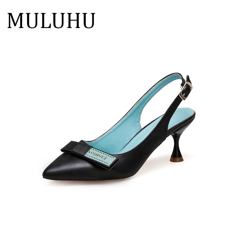 

Dress Shoes MULUHU Spring Woman Spike Heel Elegant Zapatos Mujer Office Wedding High Shollow Party, Black