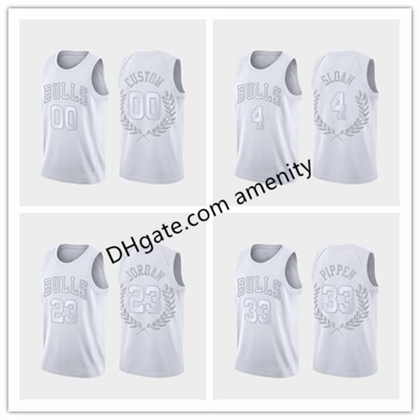 

custom Bulls Chicago 4 Sloan 33 Pippen 23 MJ glory retired platinum Basketball jerseys Jerry Scottie limited white jersey 2020, Black