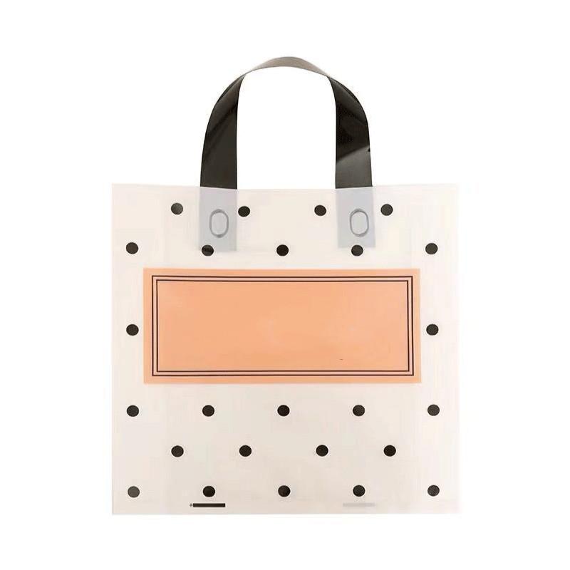 

Gift Wrap White Round Dots Pink Shopping Jewelry Packaging Bags Plastic Bag With Handle