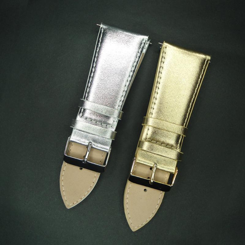 

Watch Bands YQI Luxury Bling Gold Band 30mm Genuine Leather Strap Silver Watchband For Man / Woman Hour