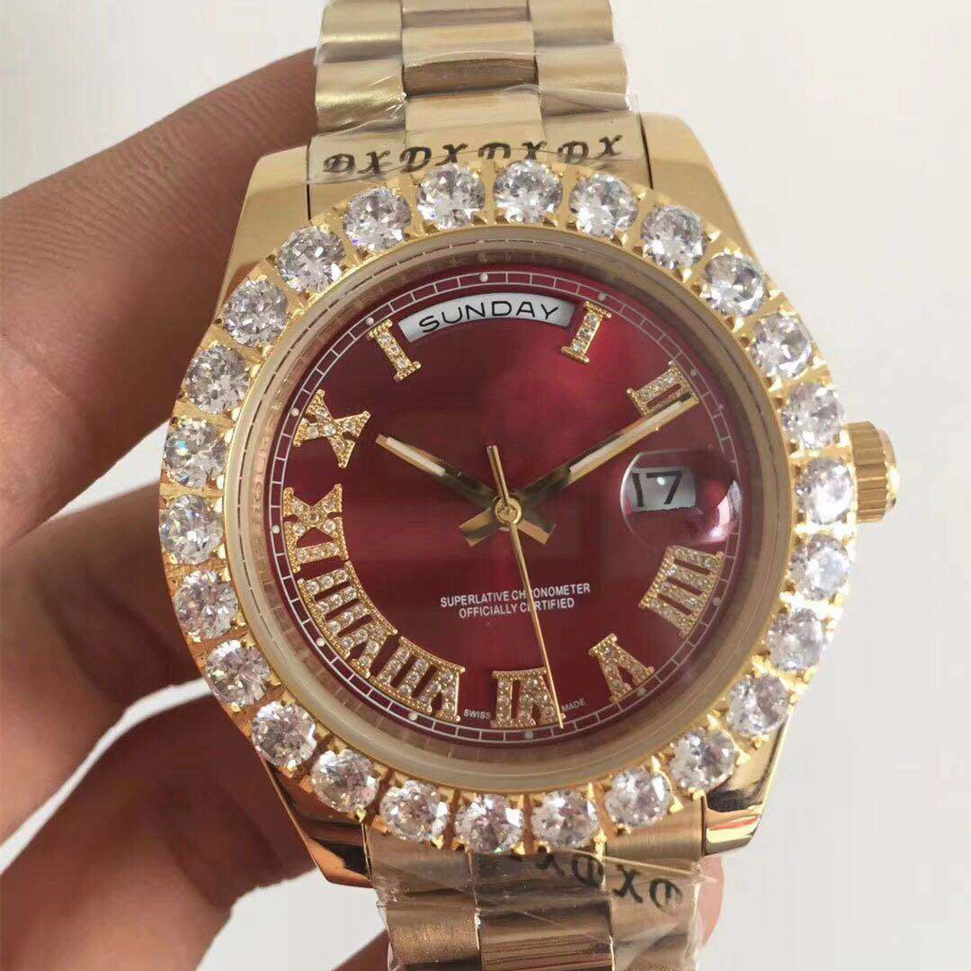 

Men's automatic mechanical watch, 43mm diameter, handmade diamond set, double calendar, waterproof life, luxury fashion star's choice, Siwaterproof