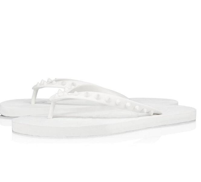 

Top quality red bottom Sandals studded spike flip flop men's and women's slipper casual platform shoes designer, Color 1