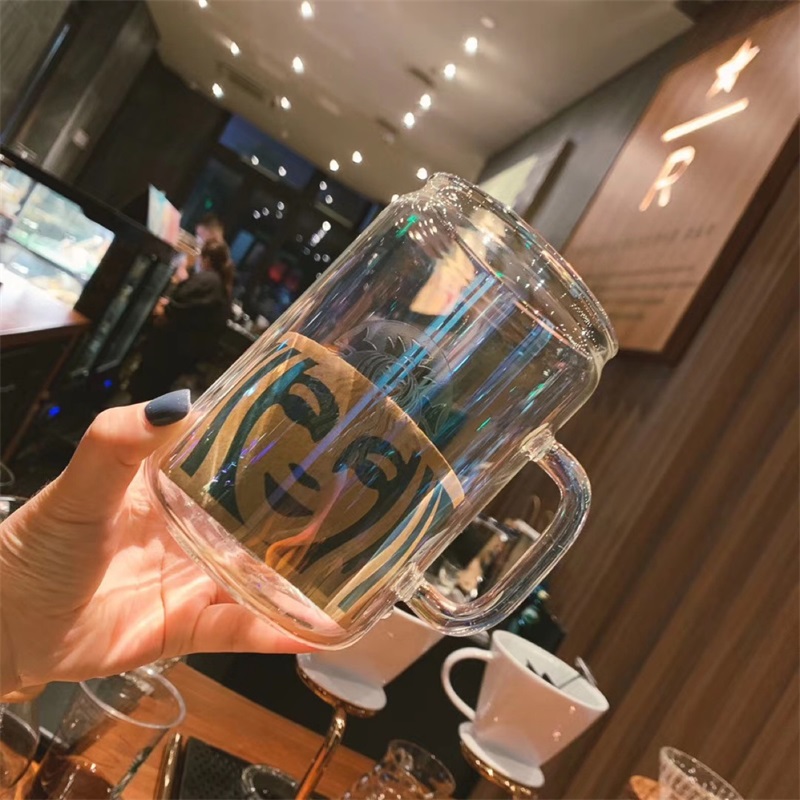 

Hot sales 700ML Starbucks Cup Creative Design Mugs Glass Drinking Straw Cold Drink Breakfast Milk Cups Laser Printing 1909 V2