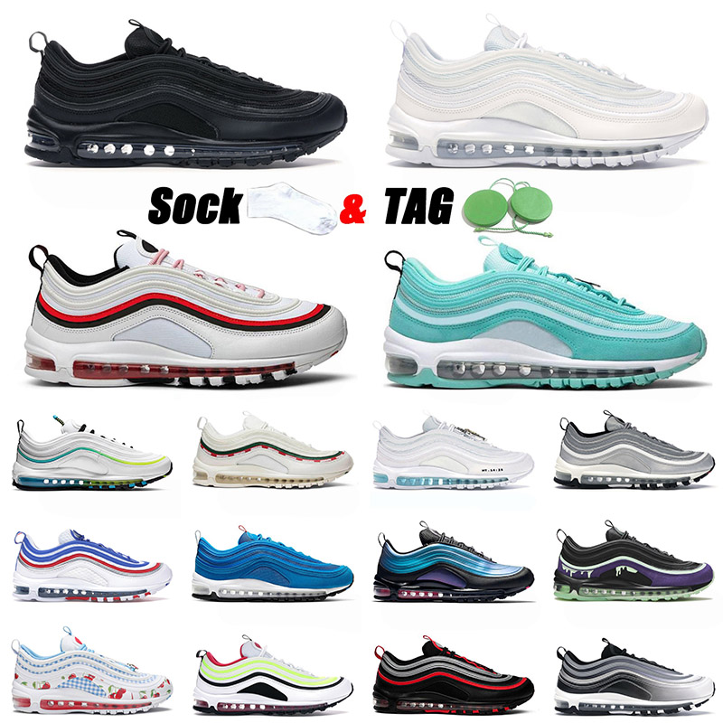 

Top Quality 2021 Sports 97 Running Shoes US 12 Classic Triple Black ALL White Tropical Twist Halloween 97s Off Men Women Trainers Sneakers, D3 sail 36-47