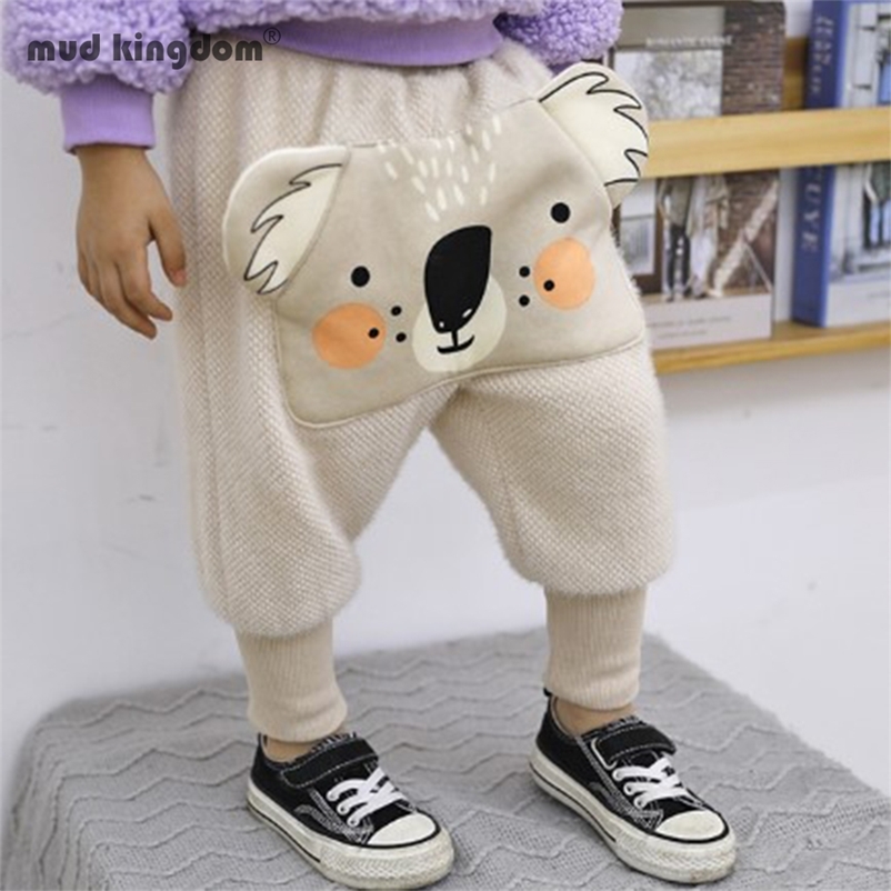 

Mudkingdom Toddler Baby Pants Cartoon Animal High Waist Infant Trousers Fleece Lined Winter Outer Wear Bottoms 210615, Black