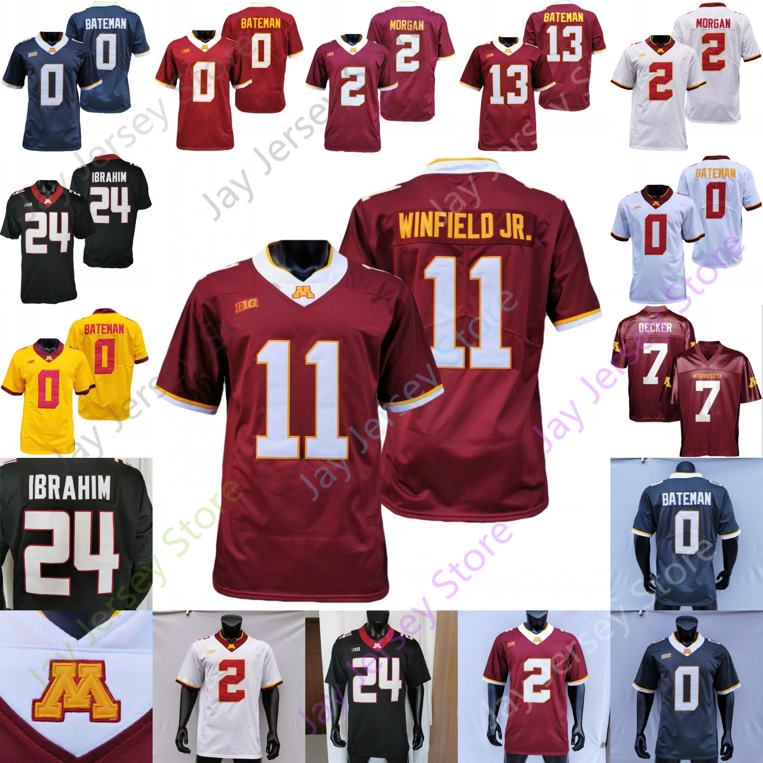

Minnesota Golden Gophers Football Jersey NCAA College Tanner Morgan Mohamed Ibrahim Antoine Winfield Jr. Trey Potts Striggow Brown-Stephens Bateman, Red yellow