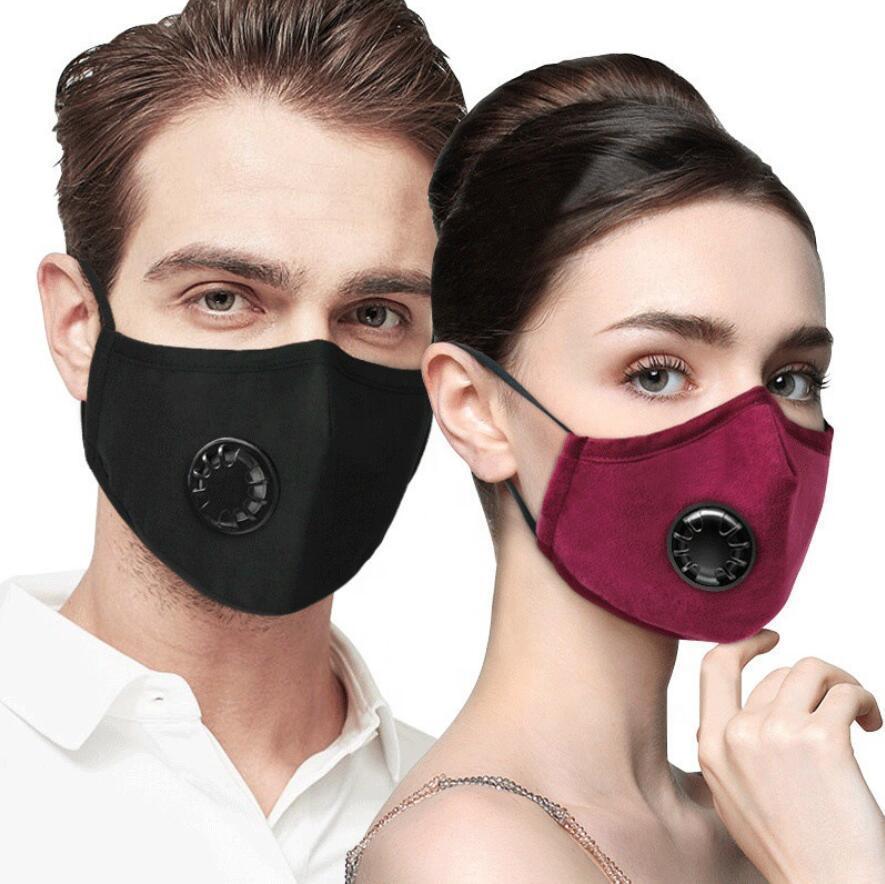 Face Mask Anti-Dust Earloop with Breathing Valve Adjustable Reusable Mouth Masks Soft Breathable Anti Dust Protective Masks Free 2 Filters