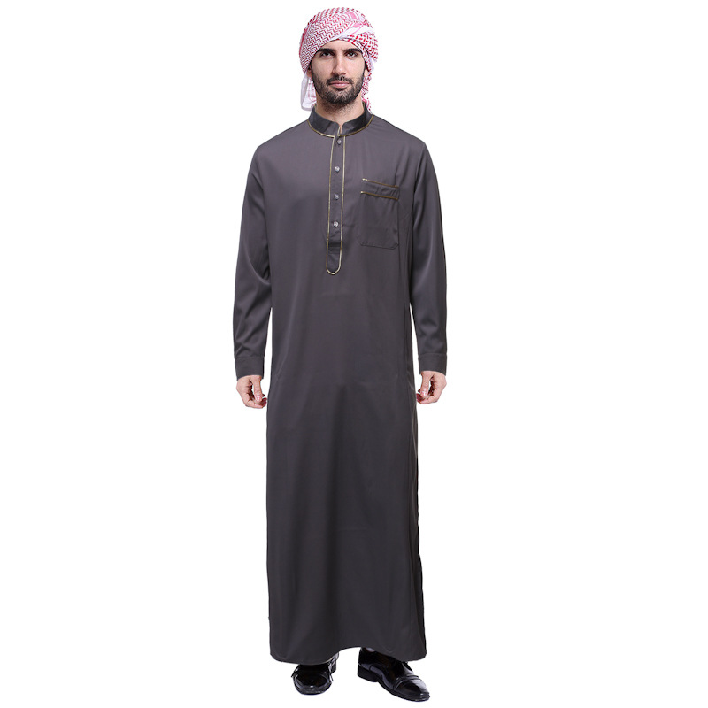 

Muslim Men Jubba Thobe kaftan Islamic Clothing Stand Collar Kimono Long Robe Saudi Musulman Abaya Caftan Jubah Dubai Arab jubah