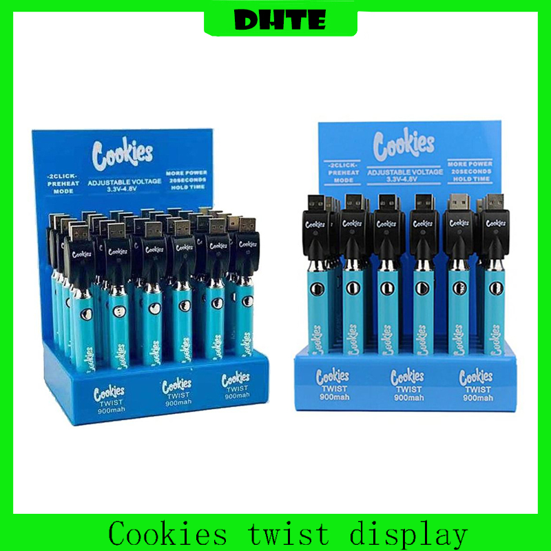 

Cookies Backwoods Twist Display Battery USB Chargers Blister Kits 950mAh Variable Voltage VV Atomizers with box 30pcs Pack free postage