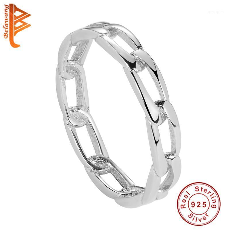 

Cluster Rings BELAWANG 925 Sterling Silver Women Engagement Wedding Jewelry Gift Trendy Weave Cross Link Chain Ring1