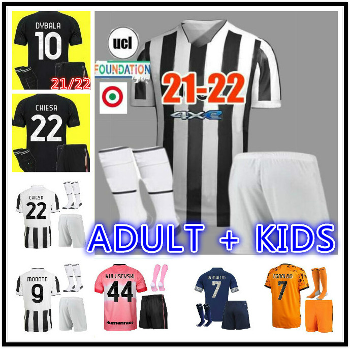 

2021 2022 RONALDO DYBALA MORATA soccer jerseys 21 22 CHIESA McKENNIE JUVE Men Kids kit fourth DE LIGT CHIELLINI HUMAN boys football shirt sets, 20/21 3rd kits + patch