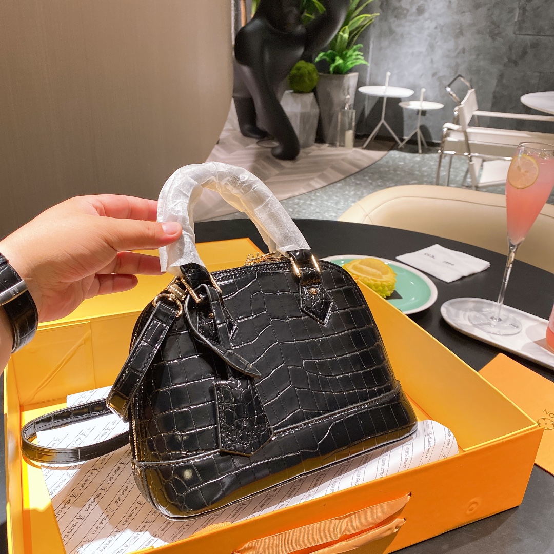 

Cowhide Crocodile Pattern Women Alma BB Shoulder Crossbody Bags Shell Totes Designer Handbags Fashion Messenger Shopping Bag Lady Clutch Pur
