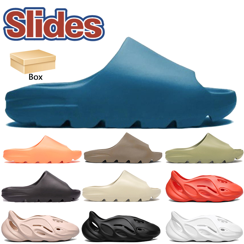 

With Box Fashion Flat Slipper Slides Sandals Shoes men Women enflame orange Enfora resin soot bone ararat triple black mens slide US 4-11, 14# bubble wrap packaging