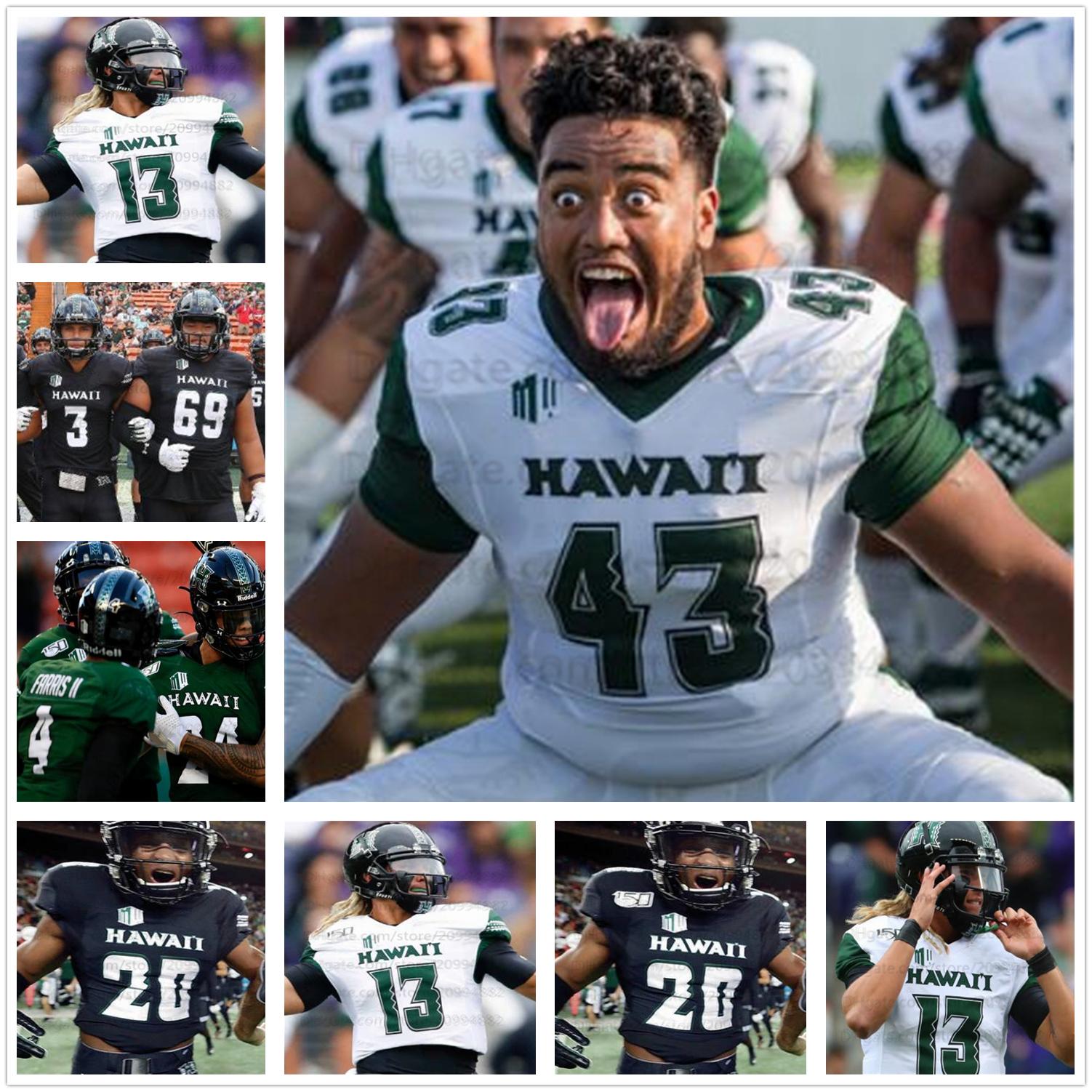 

Custom Hawaii Cole McDonald Jersey Ashley Lelie NCAA Football College John Ursua Kaimana Padello Melquise Stovall mens women youth all stitched, White