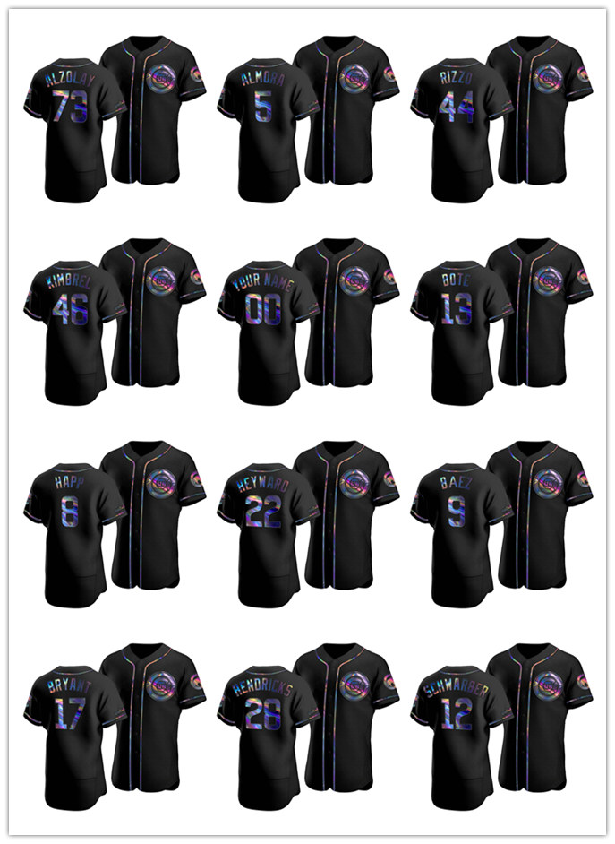 

Chicago Cubs Men Women Youth 44 Anthony Rizzo 9 Javier Baez Authentic Holographic Golden Edition baseball Jersey, Black