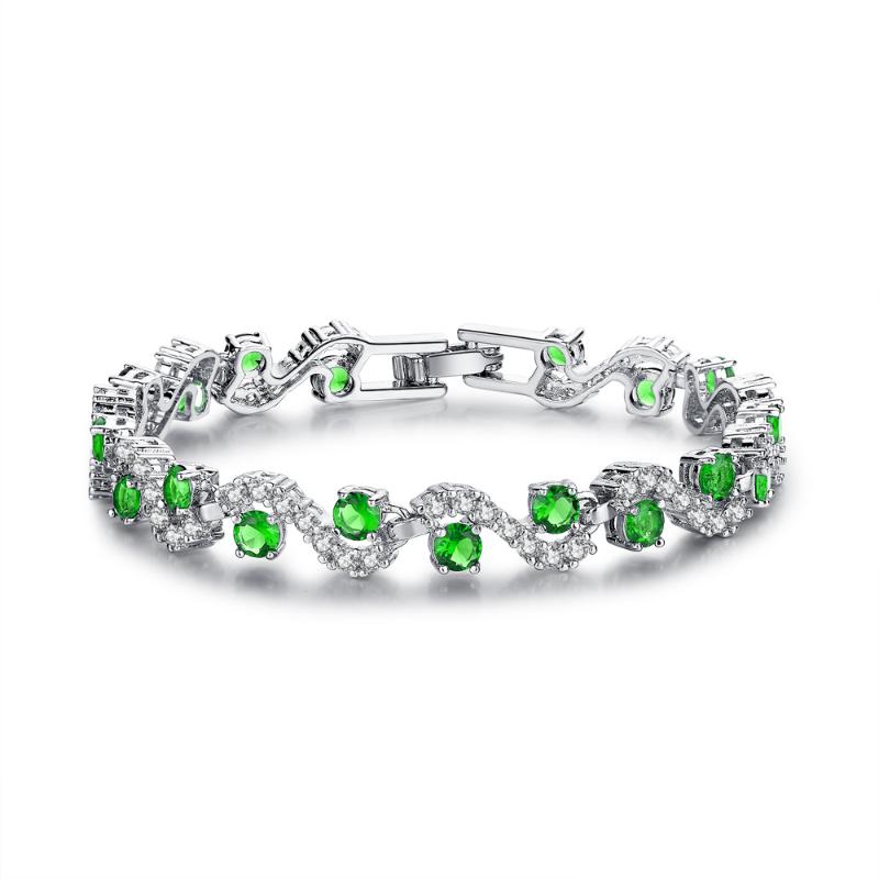 

Link, Chain S-shaped Zircon Bracelet Fashion Bracelets Jewelry For Women, Black