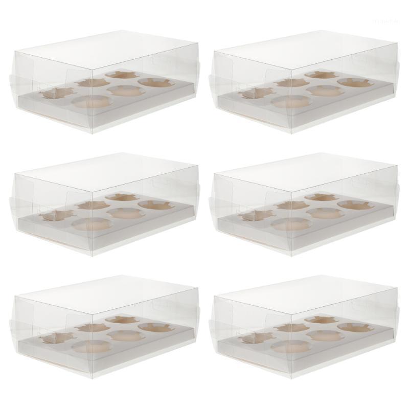 

Gift Wrap 6pcs Transparent Dessert Cake Boxes Portable Packaging Organizers
