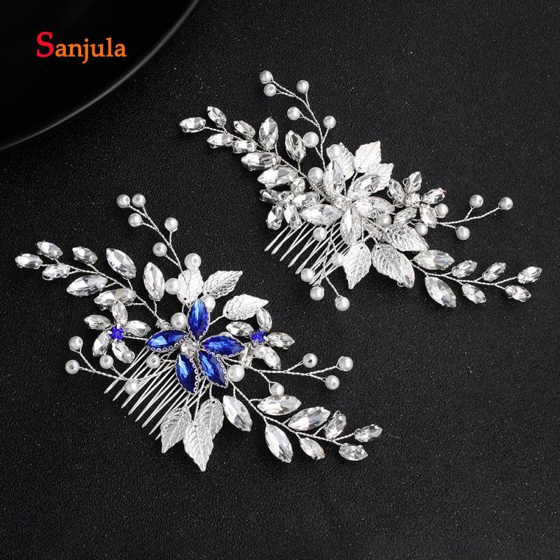 

Hair Clips & Barrettes Royal Blue/Sliver Comb Accessories Metal Leaves Charming Girls Hairwear Pearls Fashion Jewelry Acconciatura Sposa H26, Golden;silver