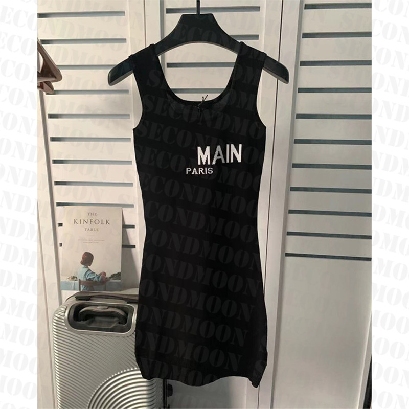 

Designer Letter Women Dress Spring Summer Sleeveless Dresses Womens Sexy Short Skirts Solid Color Party Clothing, Pink