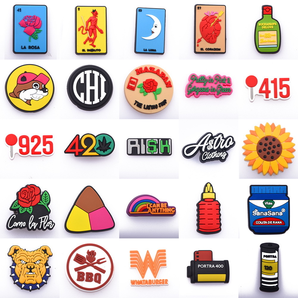 

Shoes accessories Wholesale Fles Shoe Charms Accessories Decoration Croc Charm For Diy Grades Spoken Kids Party Gifts 0910