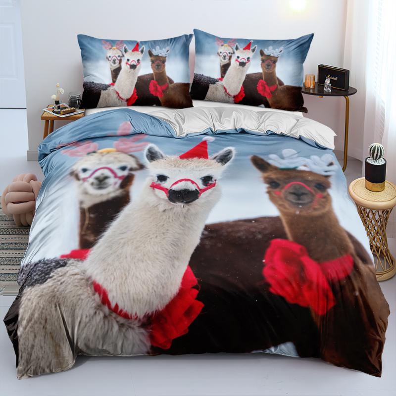 

Bedding Sets 100%Microfiber Animal Pattern Duvet Cover Set Alpacas Quilt Pillowcases Single Double  King Sizes Bed Linen Custom