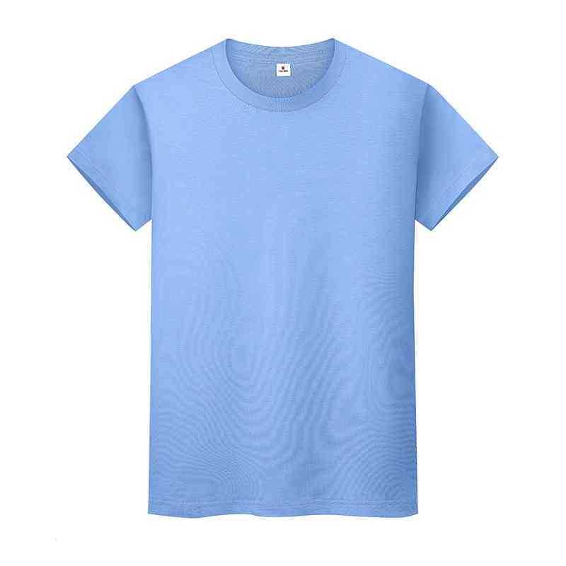 

men and women round neck solid color T-shirt summer cotton bottoming short-sleeved half-sleeved AH0Hi