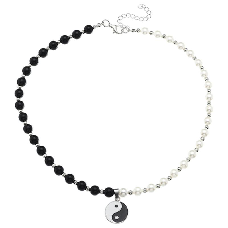 

Pendant Necklaces 1Pc Tai Ji Design Pearl Necklace Creative Fashion For Black White