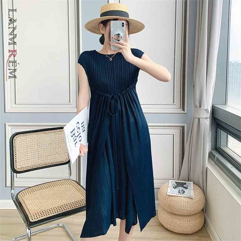 

Summer Dress for Women Bandage Round Neck Short Sleeve Casual Female Elegant Streetwear Dresses 2D3621 210526, Black