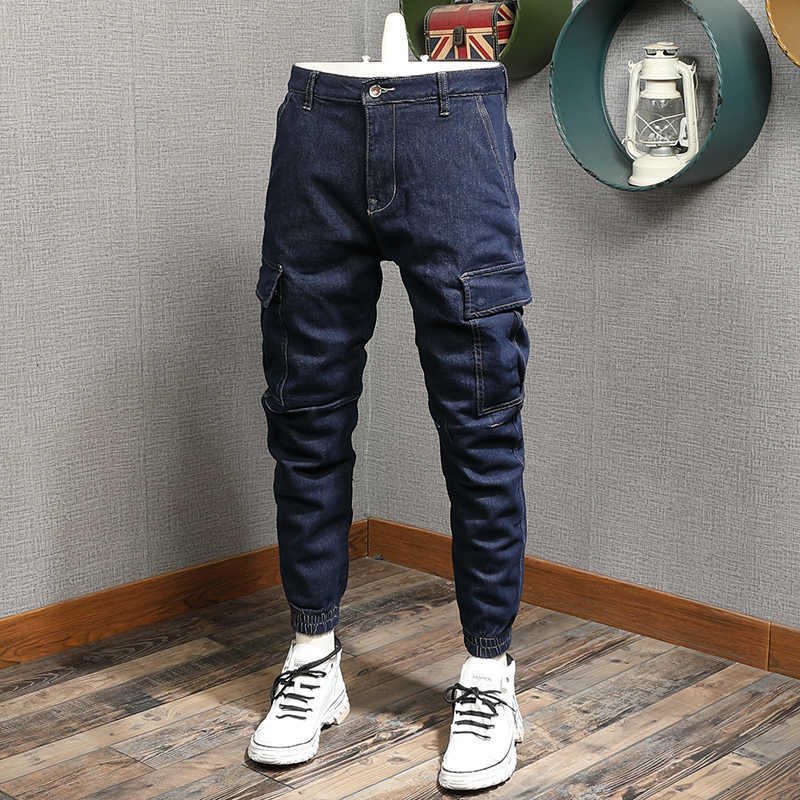 Men&#039;s Jeans Japanese Vintage Fashion Men Loose Fit Big Pocket Casual Denim Cargo Pants High Quality Streetwear Hip Hop Joggers BDO-image-702517038